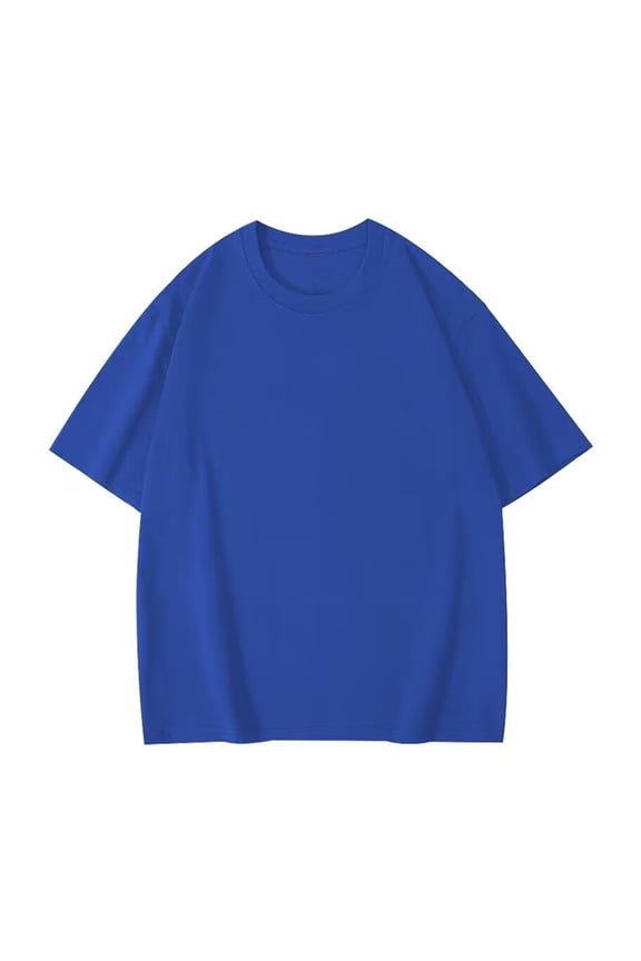 Mens Solid Color Crew Neck Short Sleeve Oversized TShirt For Casual Daily Wear Weekend Hangouts Summer Vacation Blue L