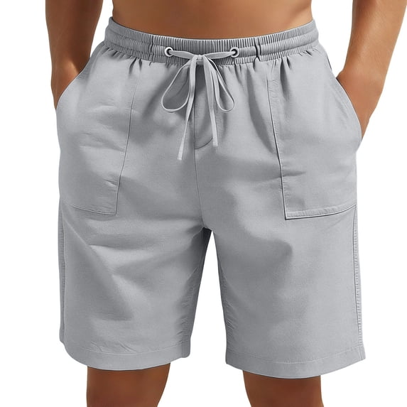 FINALGANG Mens Solid Color Elastic Waist Drawstring Shorts With Large Patch Pockets Relaxed Fit Quick Dry Lightweight For Fathers Day Gift Summer Daily Casual Wear Stylish Bottoms
