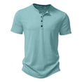 thumbnail image 1 of FINALGANG Mens Solid Color Henley Neck Short Sleeve TShirt With Button Placket For Casual Daily Wear Weekend Gatherings Office Layering Mint Green M, 1 of 4