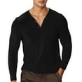 thumbnail image 1 of FINALGANG Mens Solid Color Long Sleeve Henley Neck Shirt Button Closure Slim Fit Casual Tees For Outdoor Daily Wear Black L, 1 of 4