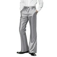 thumbnail image 1 of FINALGANG Mens Solid Color Shiny Flared Dress Pants Mid Waisted Button Closure Textured Formal Trousers For Business Wear Special Occasions Versatile Bottoms, 1 of 5