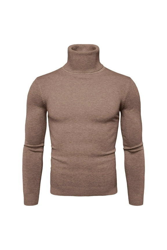 Mens Solid Color Slim Fit Turtleneck Sweater Long Sleeve Ribbed Hem Knit Casual Pullover For Daily Wear Cold Weather Black XL