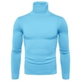thumbnail image 1 of FINALGANG Mens Solid Color Slim Fit Turtleneck Sweater Long Sleeve Ribbed Hem Knit Casual Pullover For Daily Wear Cold Weather Blue M, 1 of 4