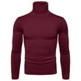 thumbnail image 1 of FINALGANG Mens Solid Color Slim Fit Turtleneck Sweater Long Sleeve Ribbed Hem Knit Casual Pullover For Daily Wear Cold Weather Red XXL, 1 of 4