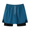 thumbnail image 1 of FINALGANG Mens Solid Color Two In One Athletic Shorts With Compression Liner Elastic Waist Drawstring Quick Dry Shorts For Gym Running Training Stylish Shorts, 1 of 6