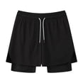 thumbnail image 1 of FINALGANG Mens Solid Color Two In One Athletic Shorts With Compression Liner Elastic Waist Drawstring Quick Dry Shorts For Gym Running Training Stylish Shorts, 1 of 6