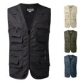 thumbnail image 1 of FINALGANG Mens Solid Color V Neck Full Zipper Multi Pocket Utility Vest Quick Dry Outdoor Fishing Workwear Casual Sleeveless Waistcoat Tops Soft Top XXXXXL, 1 of 5