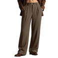 thumbnail image 1 of FINALGANG Mens Solid Color Wide Leg Dress Pants High Waisted Pleated Button Closure Formal Trousers For Business Special Occasions Comfortable Bottoms, 1 of 4
