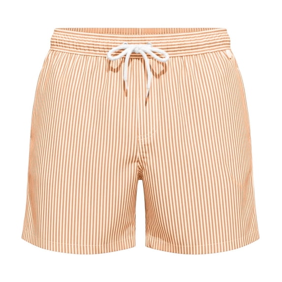 FINALGANG Mens Summer Striped Beach Casual Shorts With Drawstring Elastic Waist Breathable Quick Dry Swim Trunks For Vacation Daily Wear Orange XL