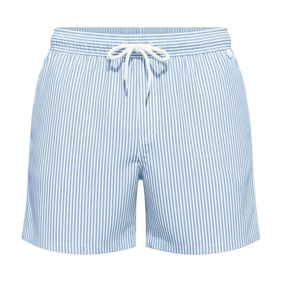FINALGANG Mens Summer Striped Beach Casual Shorts With Drawstring Elastic Waist Breathable Quick Dry Swim Trunks For Vacation Daily Wear Sky Blue M
