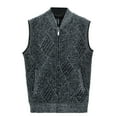 thumbnail image 1 of FINALGANG Mens Sweater Vest Autumn Winter Marled Knit Zip Up Vest Stand Collar Sleeveless Relaxed Fit Pockets Casual Warm Gilet For Daily Outdoor Wear Leisure Knitwear, 1 of 4