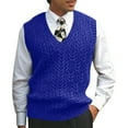 thumbnail image 1 of FINALGANG Mens Sweater Vest Solid Color Cable Knit V Neck Vest Sleeveless Casual Warm Jumper For Daily Office Layering Wear Leisure Knitwear, 1 of 4