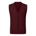 thumbnail image 1 of FINALGANG Mens Sweater Vest Solid Color Cable Knit Vest V Neck Button Front Sleeveless Pockets Casual Warm Cardigan Vest For Daily Outdoor Office Wear Soft Knitwear, 1 of 5