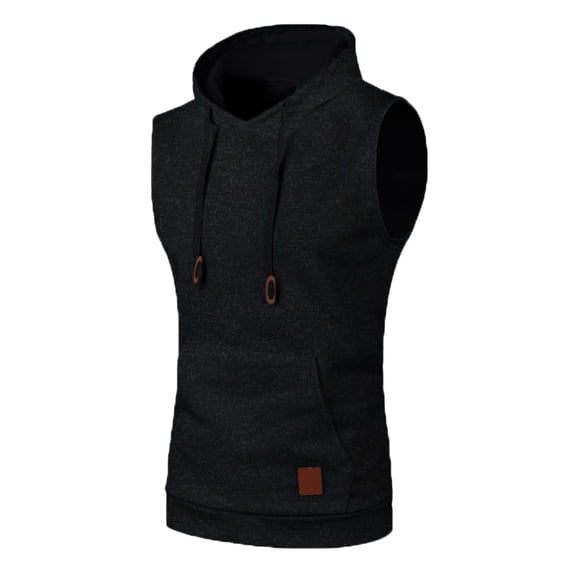FINALGANG Mens Sweater Vest Solid Color Sleeveless Hoodie Vest With Drawstring Kangaroo Pocket Casual Athletic Hooded Tank For Gym Daily Wear Stylish Knitwear