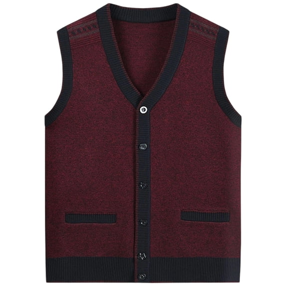 FINALGANG Mens Sweater Vest Solid Color V Neck Button Front Knit Vest Sleeveless Pockets Casual Warm Cardigan Vest For Daily Outdoor Office Wear Trendy Knitwear