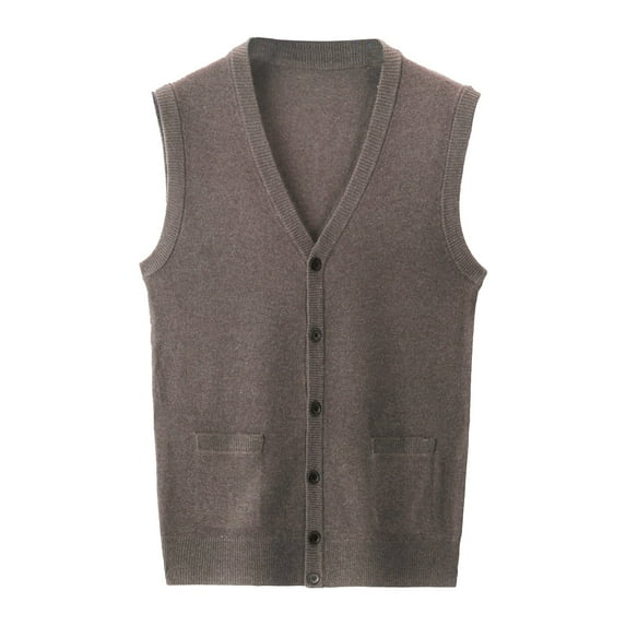 FINALGANG Mens Sweater Vestn Solid Color Knit Sleeveless Vest V Neck Button Front Pockets Casual Warm Cardigan Vest For Daily Office Wear Stylish Knitwear