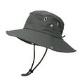 thumbnail image 1 of FINALGANG Mens Womens Solid Color Outdoor Bucket Hat Wide Brim Vent Holes Drawstring Strap Lightweight Adjustable Fit Cap For Hiking Casual Daily Wear Cozy Headwear, 1 of 3