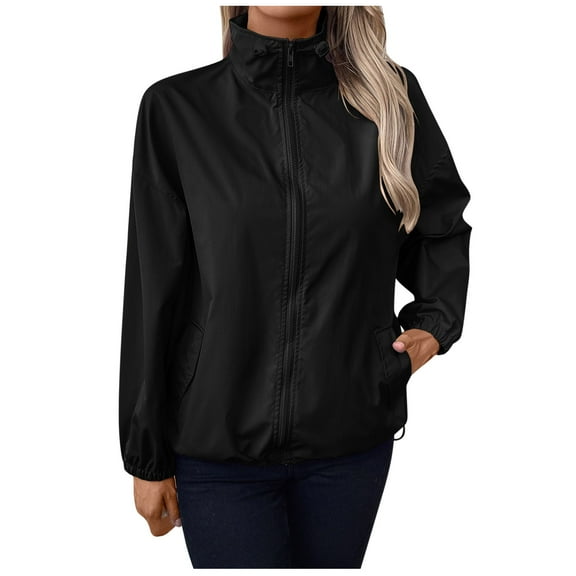 FINALGANG New Anoraks For Women Solid Color Long Sleeve Turndown Collar Coat Zipper Windproof Jacket With Pockets Design Durable Soft Fabric