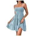 thumbnail image 1 of FINALGANG New Dress For Women Solid Color Sleeveless Off The Shoulder Ruffled Hem Mini Sexy Strap Dresses Durable Sunsuit Clothes, 1 of 7