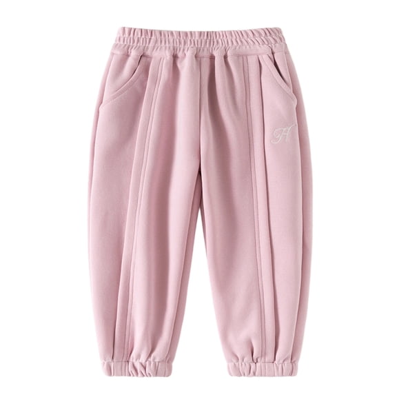 FINALGANG New Pants For Girls Letter Print Patchwork Elastic Waistband Sweatpants Wide Leg Lantern Trousers With Pockets Durable Skin Friendly Fabric For Kid