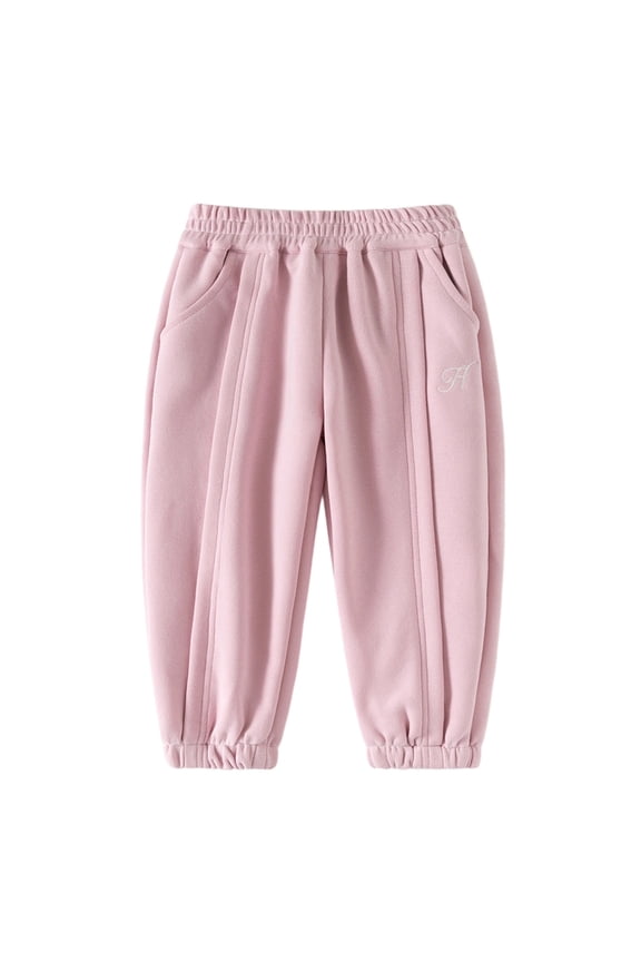 New Pants For Girls Letter Print Patchwork Elastic Waistband Sweatpants Wide Leg Lantern Trousers With Pockets Durable Skin Friendly Fabric For Kid