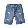 thumbnail image 1 of FINALGANG New Shorts For Boy Distressed Cotton Button Down Ripped Jeans Stretchy Denim Shorts With Pockets Relaxed Fit Soft Daily Wear, 1 of 8