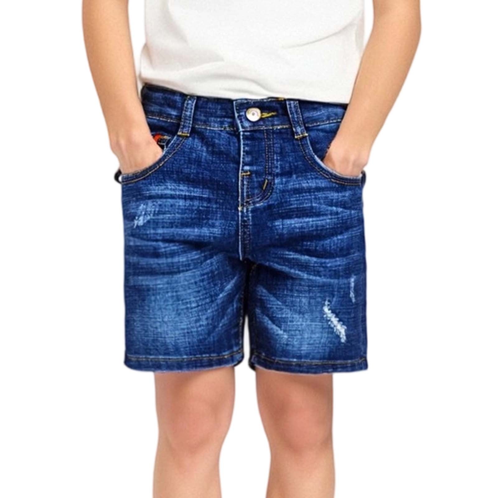 FINALGANG New Shorts For Boy Solid Color Tight Waist Denim Shorts