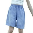 thumbnail image 1 of FINALGANG New Shorts For Girls Print Labeling Knee Length Jeans Stretchy Denim Shorts With Pockets Designed Cozy Trendy Playsuit, 1 of 9
