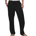 thumbnail image 1 of FINALGANG New Summer Trousers For Men Solid Color Cotton Linen Hip Hop Pants Drawstring Athletic Sweatpants With Pockets Design Durable Skin Friendly Fabric For Adult, 1 of 5