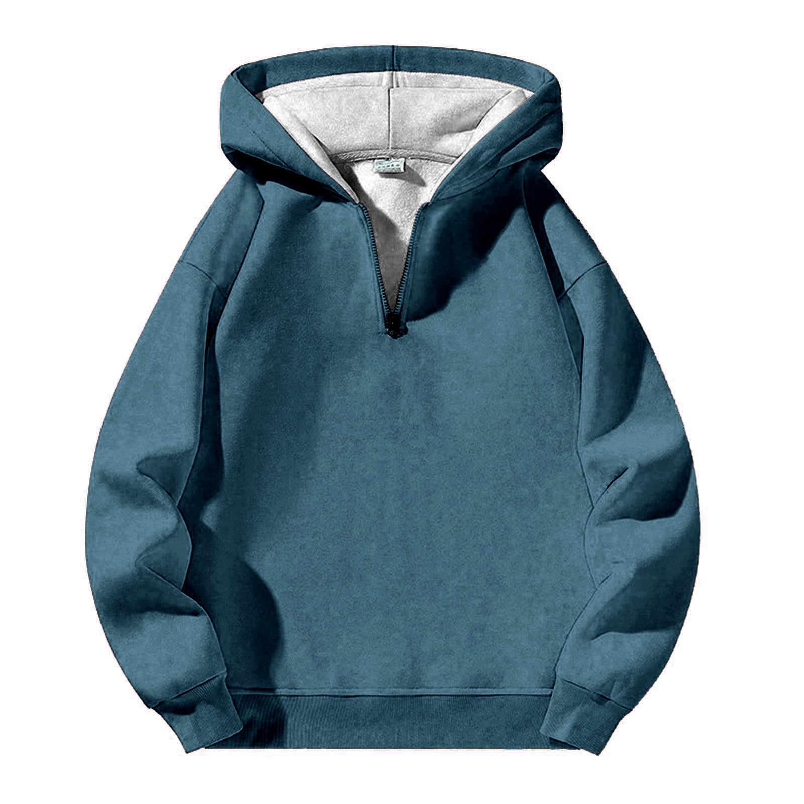 FINALGANG New Sweatshirts For Men Solid Color Long Sleeve Hooded 1/4 ...