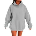thumbnail image 1 of FINALGANG New Sweatshirts For Women Solid Color Long Sleeve Drop Shoulder Oversized Hoodie With Pocket Adult Durable Sunsuit Clothes, 1 of 5