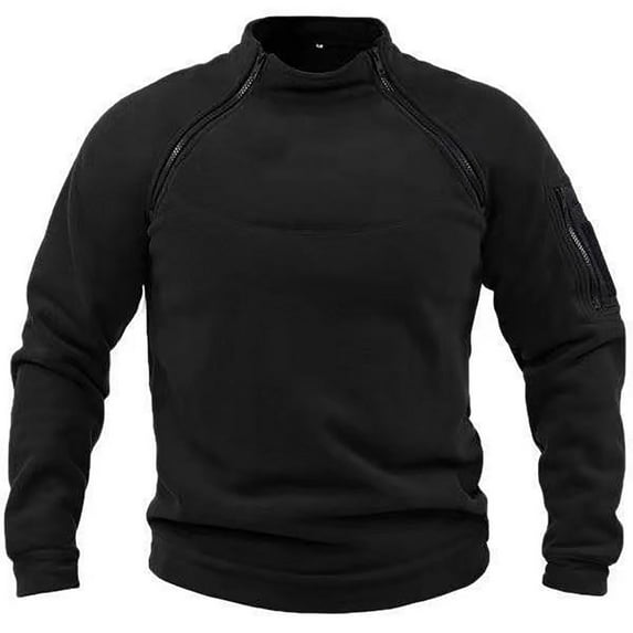 FINALGANG New Sweatshirts For Men Solid Color Patchwork Stand Collar Long Sleeve Pullover Outdoor Tactical Warm Top With Zippers Leisure Breathable Daily Wear