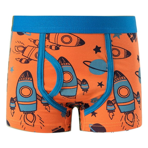 FINALGANG New Underwear For Boy Cartoon Rocket Print Patchwork Boxer Briefs Kid Must Have Skin Friendly Intimates