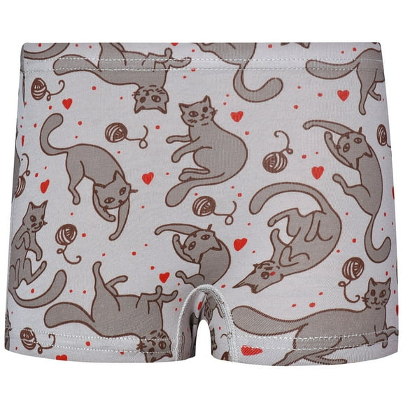 FINALGANG New Underwear For Girl Cartoon Cat Print Cotton Multipack Boxer Briefs Stretch Moisture-Wicking Wear