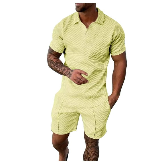 FINALGANG Simple Outfits For Men 3D Print Short Sleeve Turndown Collar Polo Shirt Shorts Stylish Set Leisure Vacation Up And Down Set