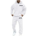 thumbnail image 1 of FINALGANG Simple Outfits For Men Letter Print Hooded Long Sleeve Hoodie Sweatpants With Pockets Two Piece Sets Design Durable Soft Fabric, 1 of 6