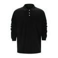 thumbnail image 1 of FINALGANG Simple Polo Shirt For Men Solid Color Long Sleeve Turndown Collar 3 Buttons Down Top Casual Shirts Relaxed Fit Activewear, 1 of 4