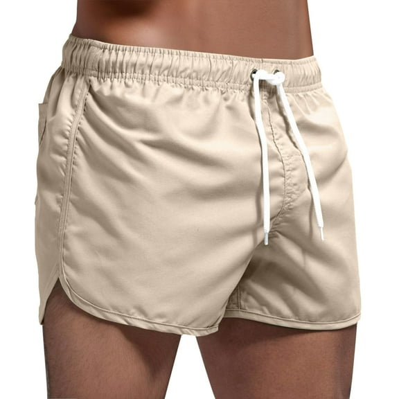 FINALGANG Simple Shorts For Men Solid Color Stylish Beach Shorts With Drawstring Comfort Daily Wear