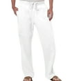 thumbnail image 1 of FINALGANG Simple Trousers For Men Solid Color Cotton Linen Baggy Straight Leg Pants Drawstring Athletic Sweatpants With Pockets Suitable For Various Occasions, 1 of 5