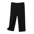 thumbnail image 1 of FINALGANG Simple Trousers For Women Solid Color Elastic Waistband Oversized Pants High Waist Calf Length Pajamas Relaxed Fit Comfort Daily Wear, 1 of 3