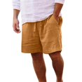 thumbnail image 1 of FINALGANG Summer Shorts For Men Solid Color Cotton Linen Shorts Drawstring Loose Fit Bottom With Pockets Design Skin Friendly Fabric For Adult, 1 of 8