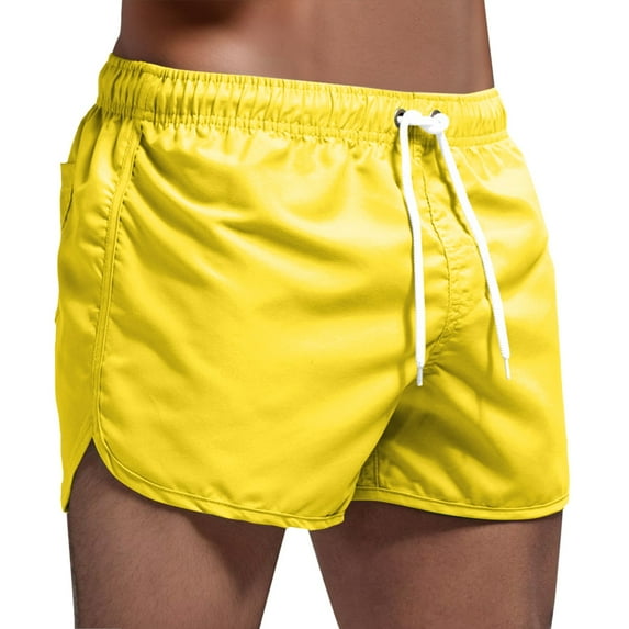 FINALGANG Summer Shorts For Men Solid Color Stylish Beach Board Shorts Lace Up Bottom Design Durable Fabric For Adult