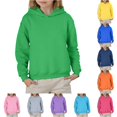 thumbnail image 1 of FINALGANG Girls Solid Color Long Sleeve Pullover Hoodie Regular Fit Loose Basic Casual Sweatshirt Top For Kids Teenagers Classic Top Green 6-7 Years, 1 of 4