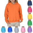 thumbnail image 1 of FINALGANG Girls Solid Color Long Sleeve Pullover Hoodie Regular Fit Loose Basic Casual Sweatshirt Top For Kids Teenagers Soft Top Orange 12-13 Years, 1 of 4