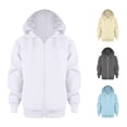 thumbnail image 1 of FINALGANG Teen Girls V Neck Full Zip Up Hooded Jacket With Dual Side Pockets Spring Regular Fit Solid Loose Casual Outerwear Top For Teenagers Classic Top White 4-5 Years, 1 of 5
