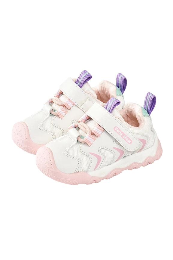 Toddler Kids Boys Girls Hook And Loop Color Block Mesh Walking Shoes Anti Collision Toe Grippy Sole Breathable Casual First Walk Sneakers Cozy Shoes 2.5-3 Years