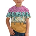 thumbnail image 1 of FINALGANG Toddler Kids Boys Girls T-Shirt Tops Ice Cream Print Short Sleeve Tee Shirts Summer Crewneck T Shirts Soft Fashion Basic Tshirt Tops 5-6 Years, 1 of 5