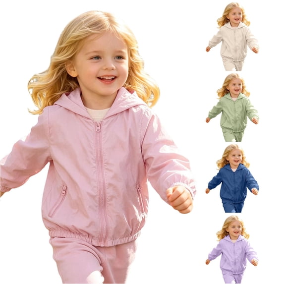 FINALGANG Toddlers Boys Girls Hooded Collar Solid Foldable Zip Up Jacket Outdoor Travel Regular Fit Long Sleeve Zipper Pocket Windbreaker With Storage Bag For Kids Classic Coat 10-11 Years