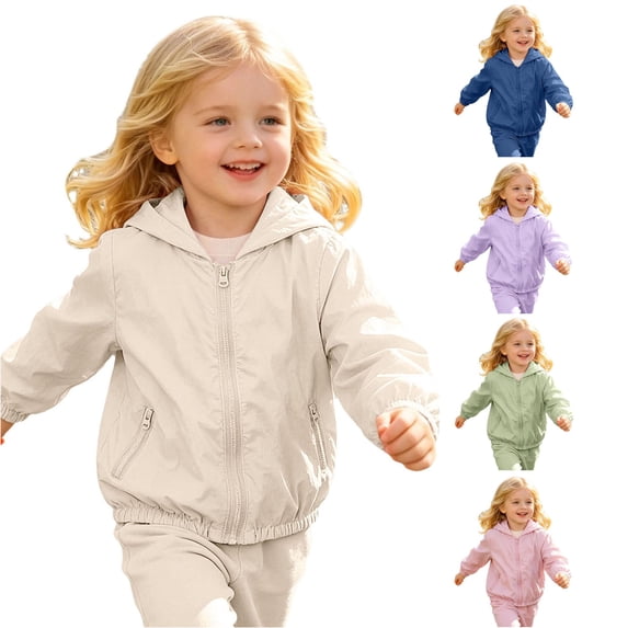 FINALGANG Toddlers Boys Girls Hooded Collar Solid Foldable Zip Up Jacket Outdoor Travel Regular Fit Long Sleeve Zipper Pocket Windbreaker With Storage Bag For Kids Cozy Coat 11-12 Years