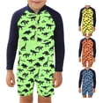 thumbnail image 1 of FINALGANG Toddlers Boys Zip Front Half High Neck Long Sleeve Dinosaur Print One Piece Quick Dry Regular Fit Jumpsuit Swim Suit For Kids Summer Beach Lightweight Swimwear 7-8Y/16, 1 of 4